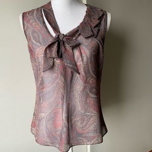 Gap Shirt Size Small Blouse Tie On Side Paisley Flowy Women’s Pink Mauve EUC